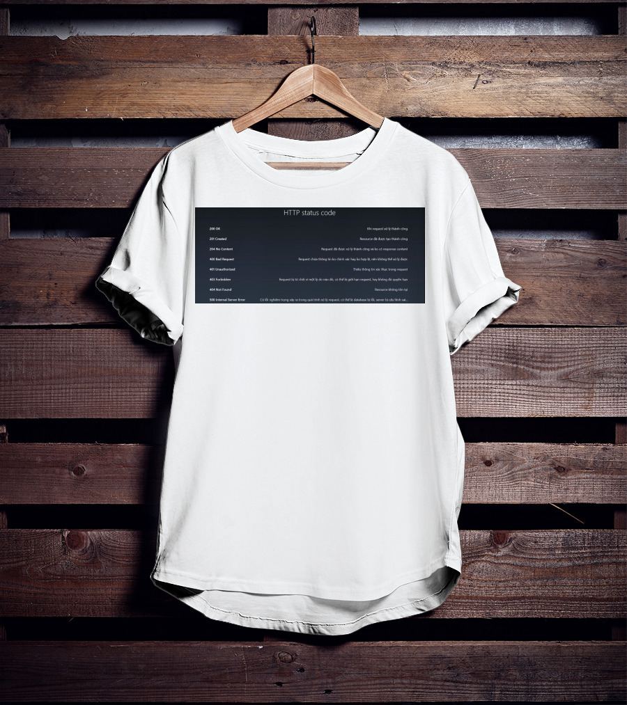 HTTP Status Code 200 OK 201 Created 204 No Content 400 Bad Request 401 Unauthorized 403 Forbidden 404 Not Found 500 Internal Server Error T-Shirt