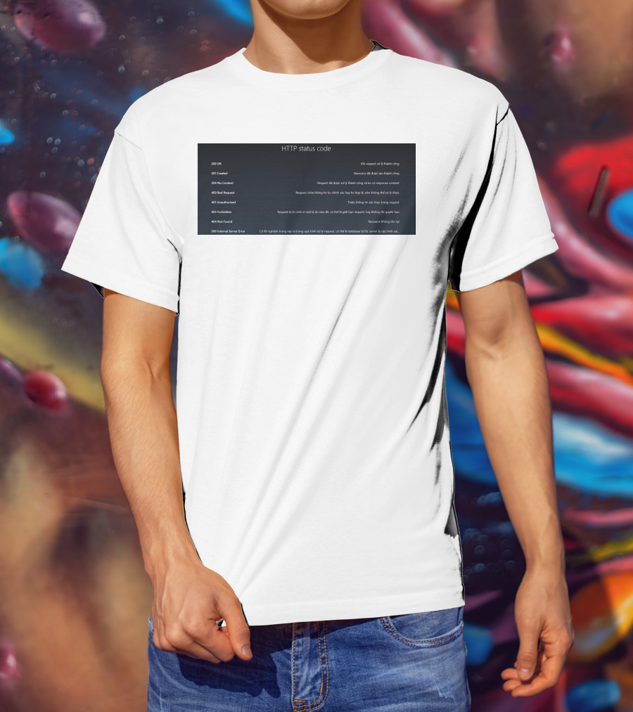 HTTP Status Code 200 OK 201 Created 204 No Content 400 Bad Request 401 Unauthorized 403 Forbidden 404 Not Found 500 Internal Server Error T-Shirt