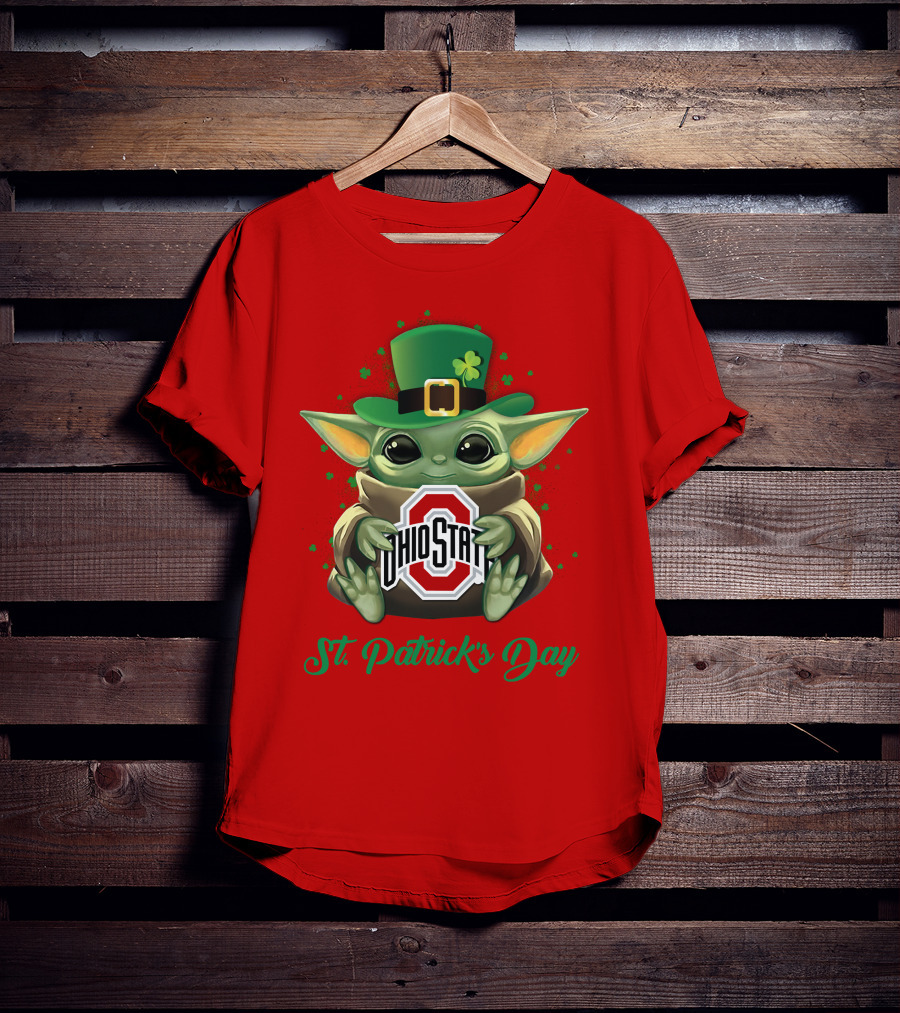 Ohio State Buckeyes Baby Yoda St. Patrick's Day T-Shirt