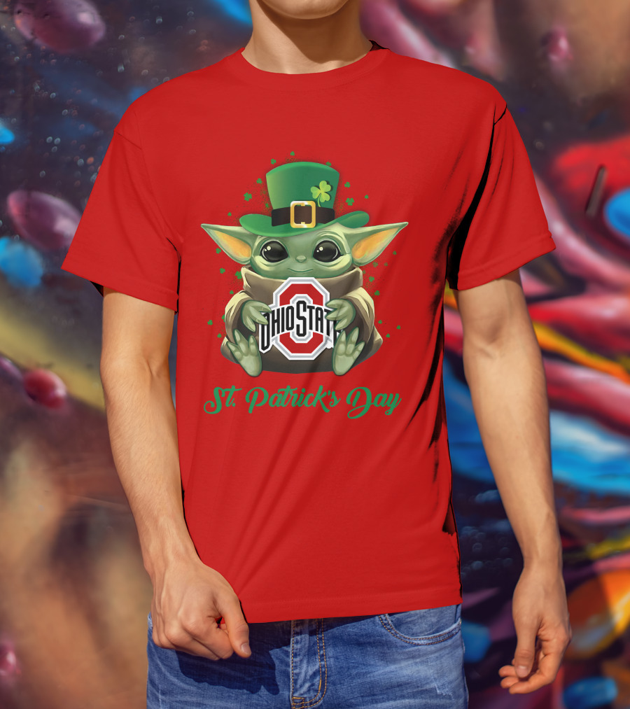 Ohio State Buckeyes Baby Yoda St. Patrick's Day T-Shirt