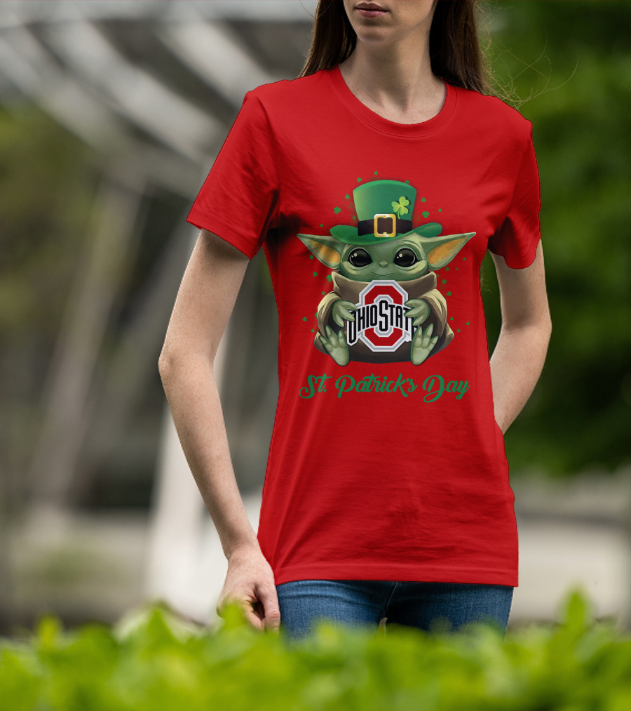 Ohio State Buckeyes Baby Yoda St. Patrick's Day T-Shirt