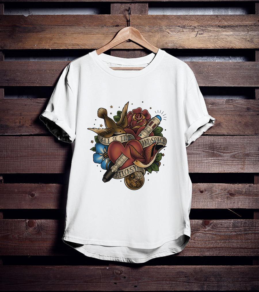 All Of Time And Space Allonsy Dr Who Tardis Tattoo T-Shirt