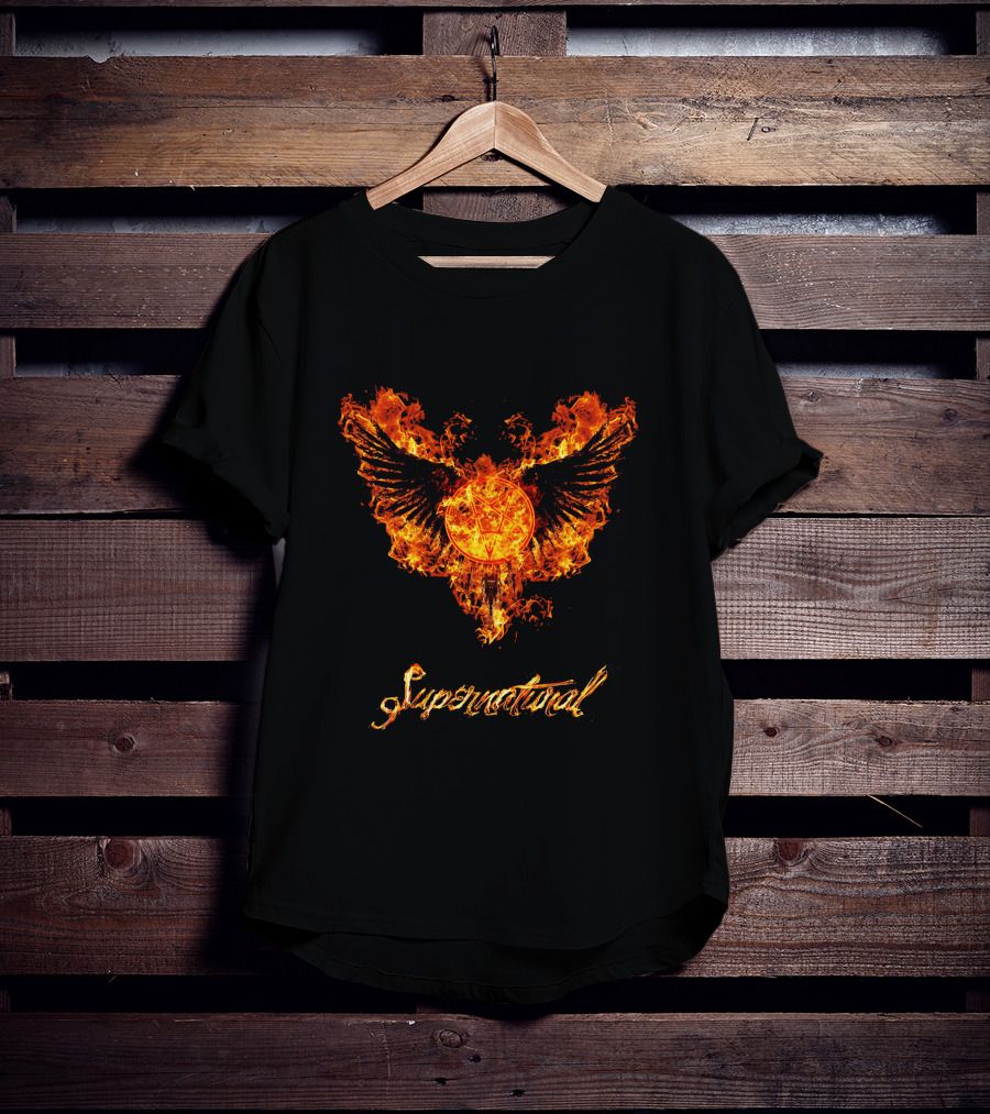 Supernatural Fiery Wings With Pentagram T-Shirt
