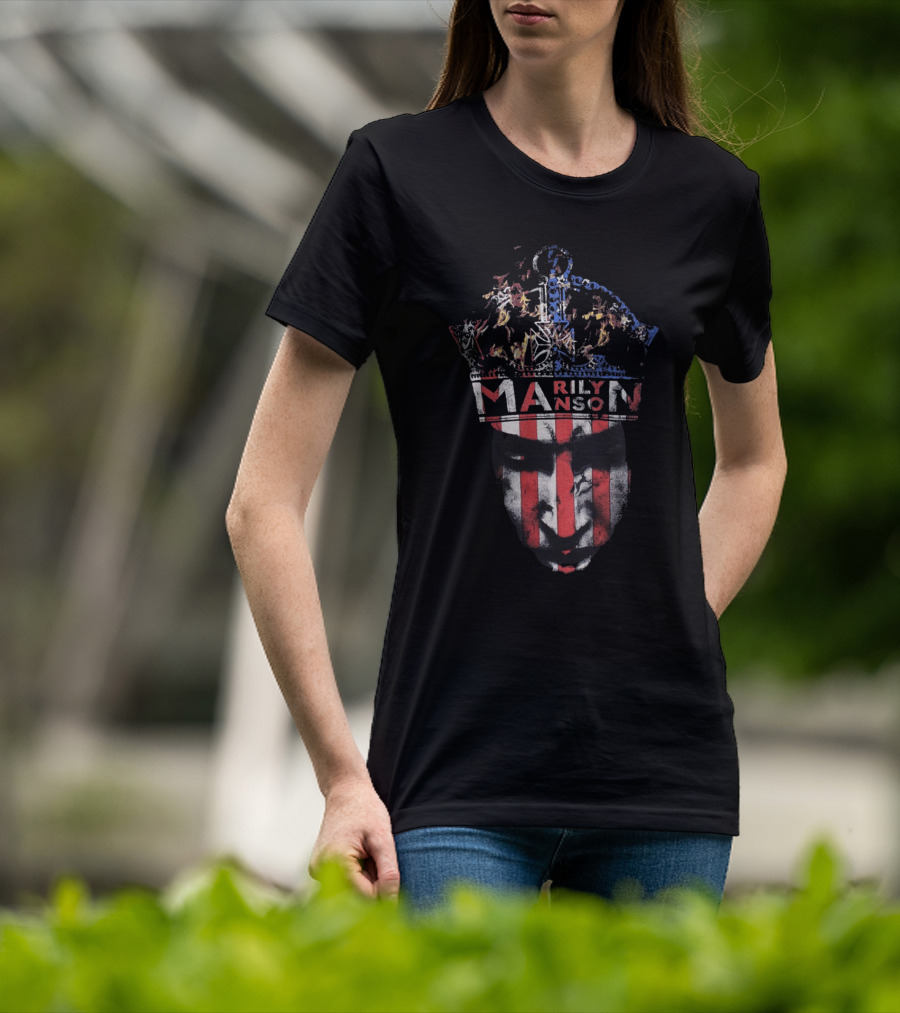 Marilyn Manson American Flag Crown Face MM Exclusive T-Shirt