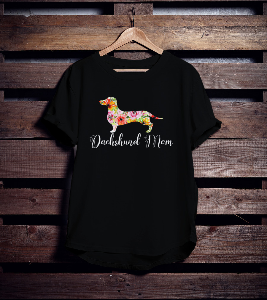 Dachshund Mom Floral Doxie Dog Graphic Cute T-Shirt