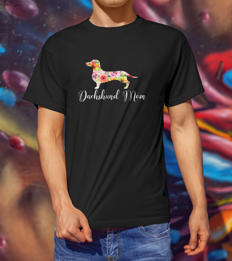 Dachshund Mom Floral Doxie Dog Graphic Cute T-Shirt
