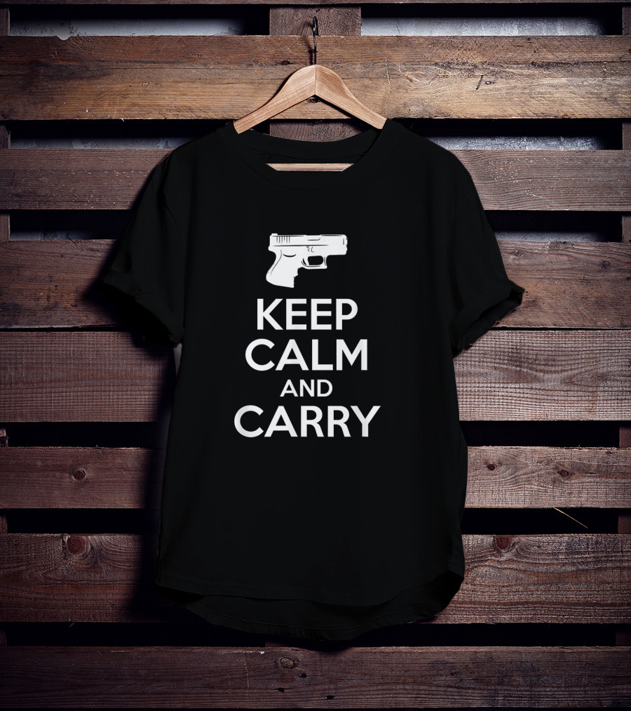 Keep Calm And Carry Gun Hunter Graphic With Pistol T-Shirt