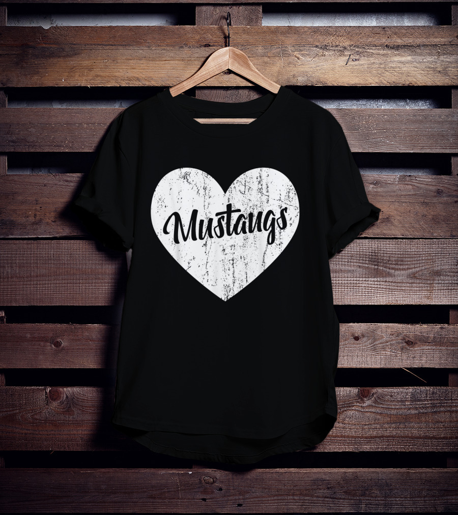 Mustangs Heart School Sports Fan Team Spirit Mascot T-Shirt