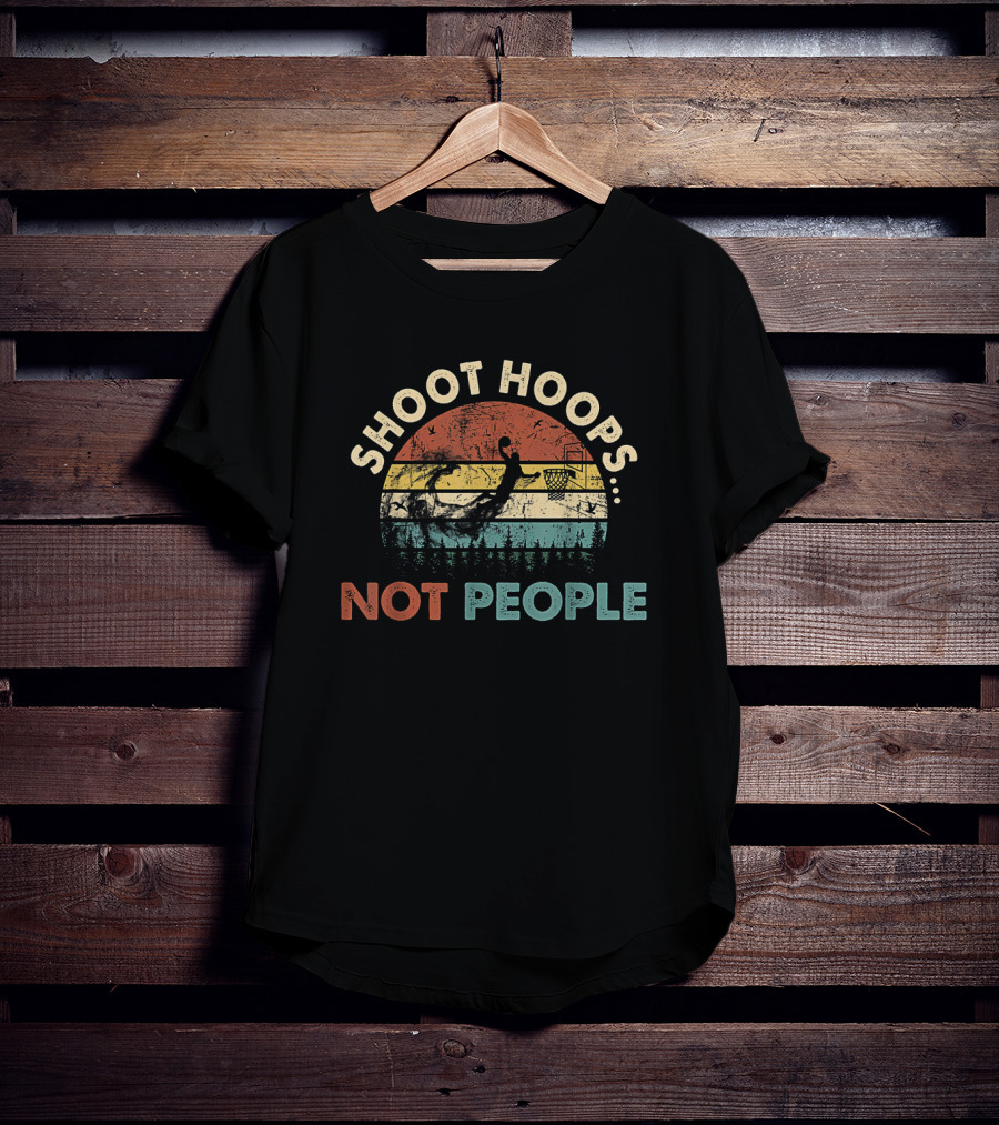 Shoot Hoops Not People Retro Basketball Sunset T-Shirt