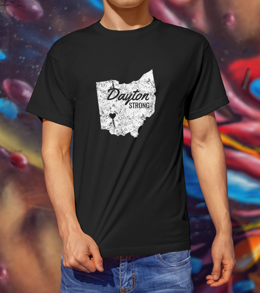 Dayton Strong Ohio Map With Heart Symbol Memorial T-Shirt