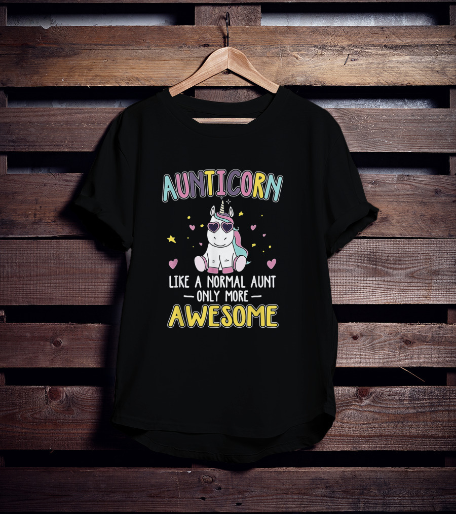 Aunticorn Like A Normal Aunt Only More Awesome Dabbing Unicorn Hearts And Stars T-Shirt
