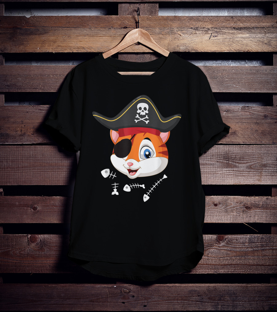 Halloween Cat With Pirate Hat And Eye Patch T-Shirt