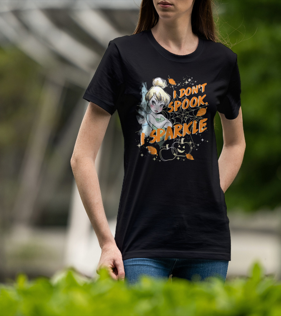 Tinkerbell I Don't Spook I Sparkle Halloween Pumpkin Leaves T-Shirt