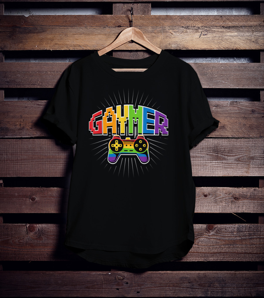Threadrock Men's Gaymer Rainbow Love Controller Pride T-Shirt