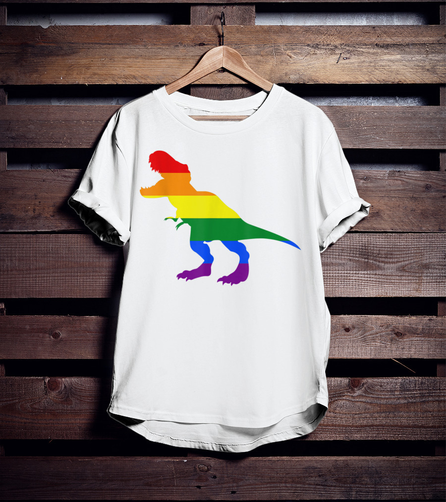 Dino Pride Rainbow Flag LBGT T-Rex Pride Month T-Shirt
