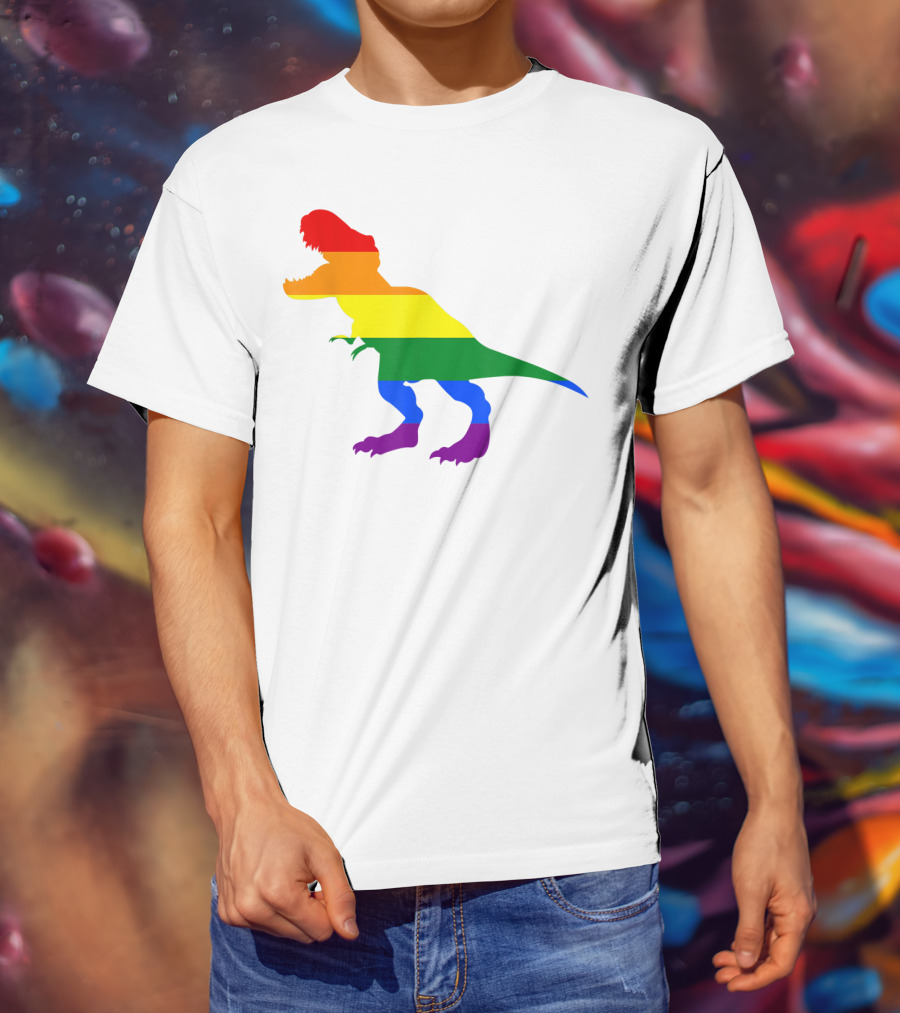 Dino Pride Rainbow Flag LBGT T-Rex Pride Month T-Shirt
