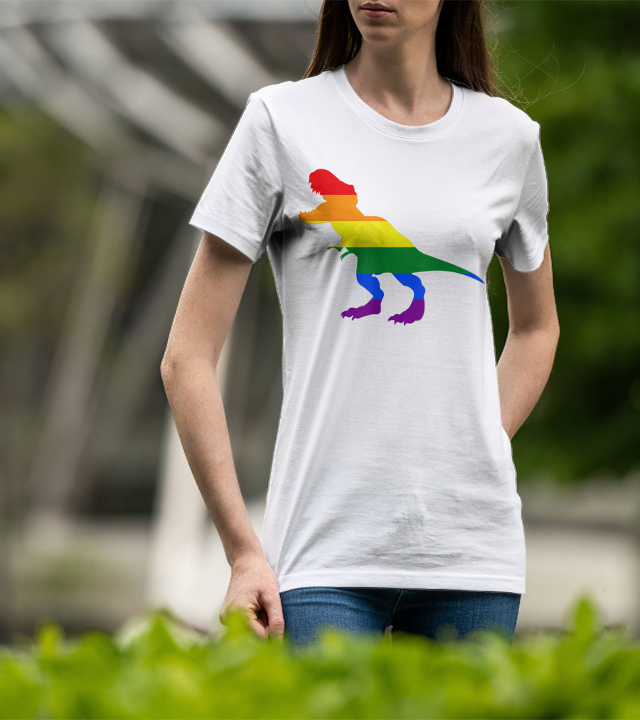 Dino Pride Rainbow Flag LBGT T-Rex Pride Month T-Shirt