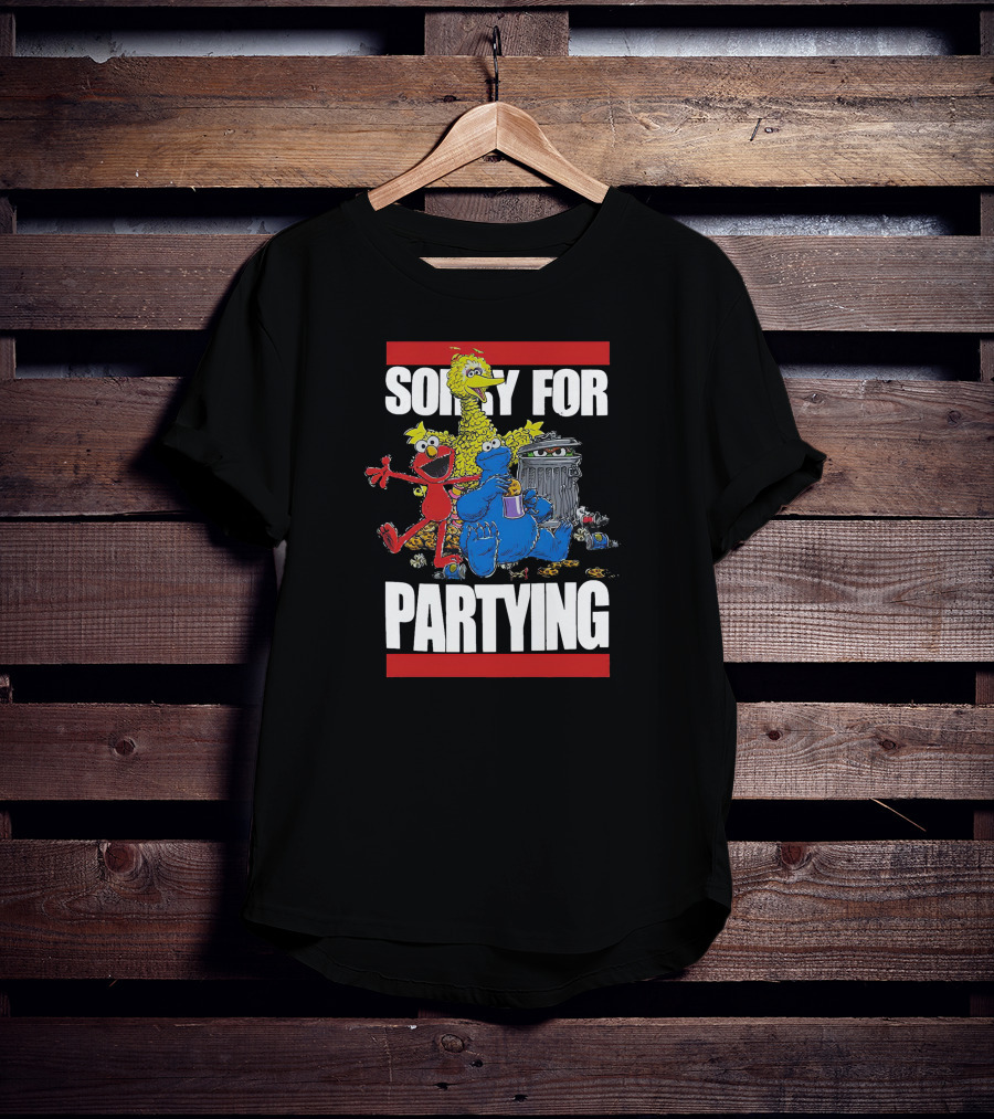 Sorry For Partying With Playful Characters And Big Yellow Bird T-Shirt
