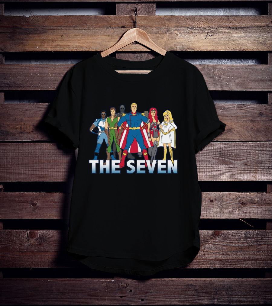 The Seven Cartoon Parody Superhero Team Art Ript Crossover T-Shirt