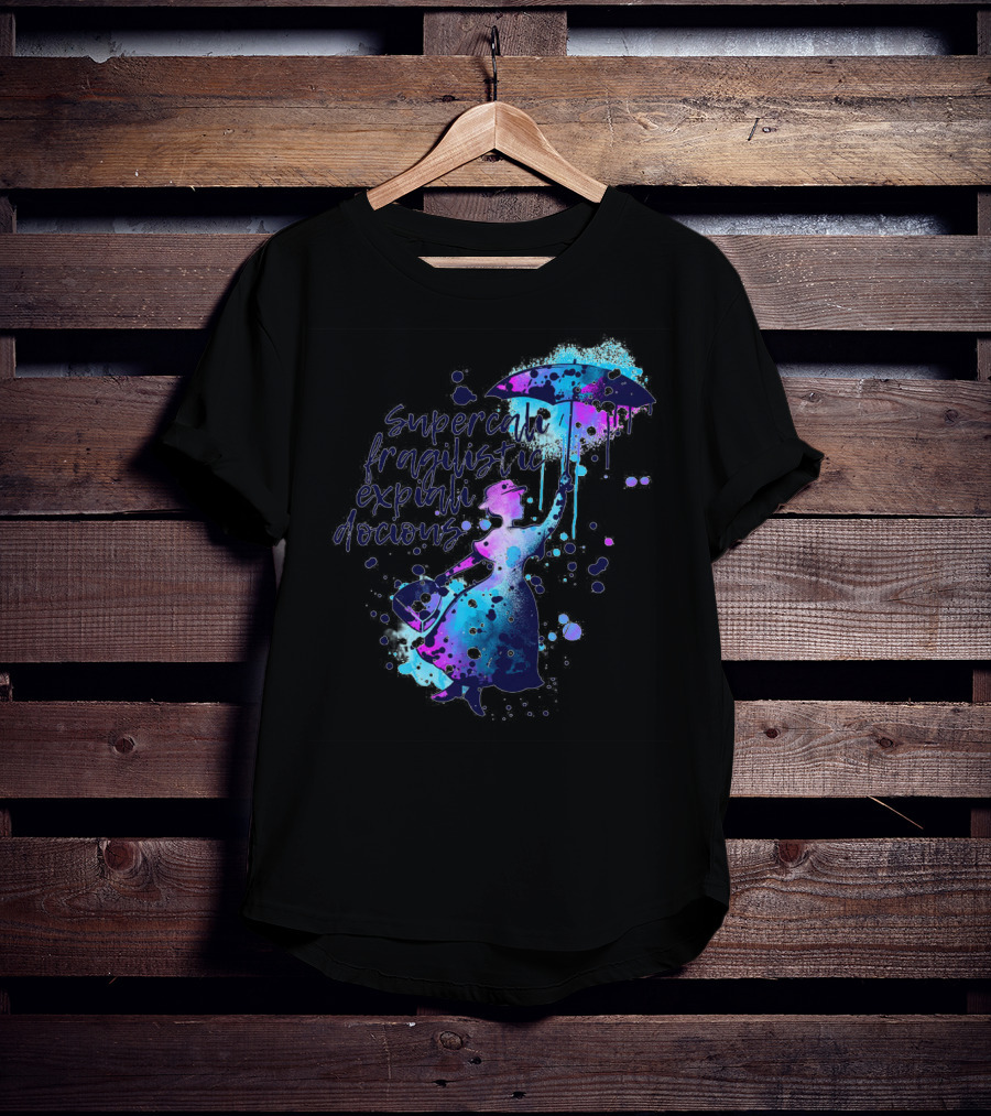 Supercalifragilisticexpialidocious Mary Watercolor Umbrella T-Shirt