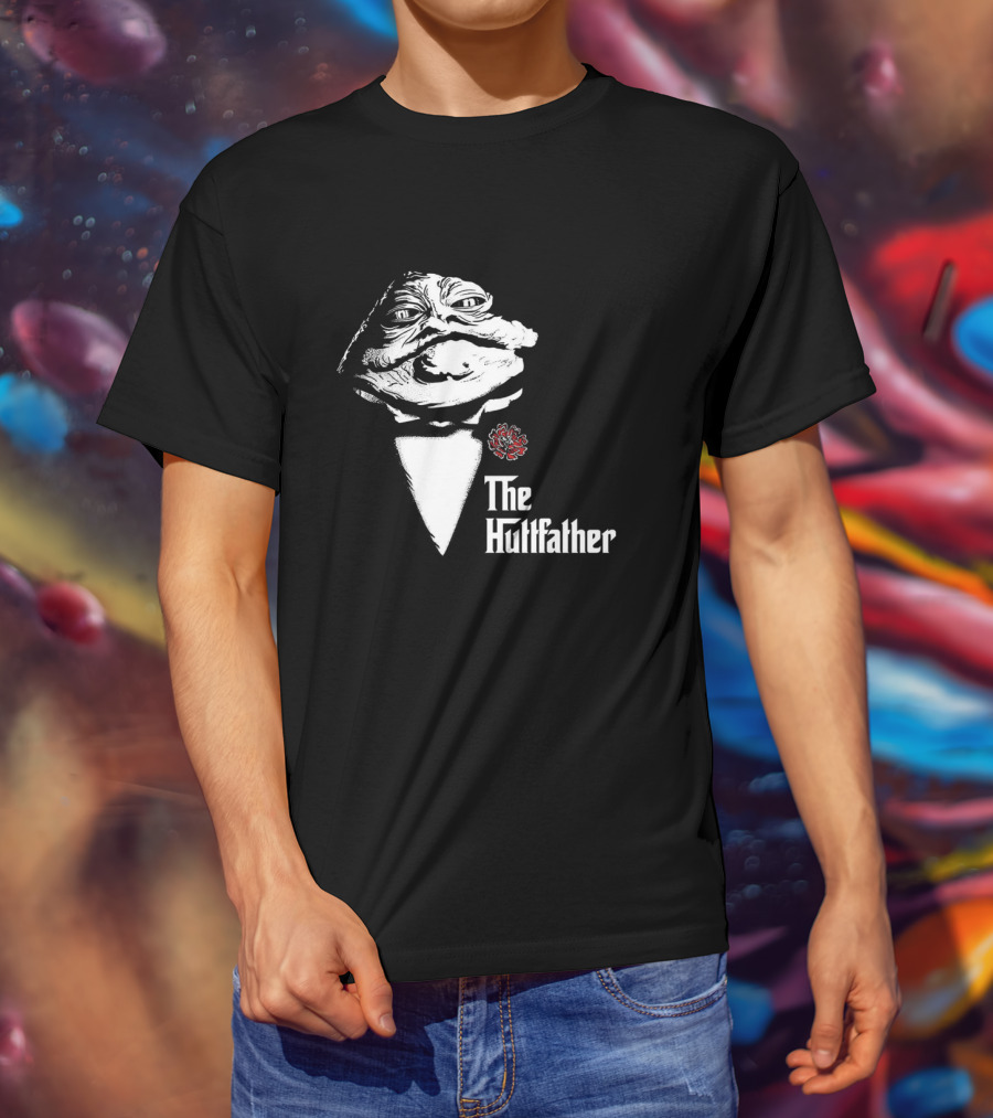 The Huttfather Parody Featuring Iconic Mobster Imagery And Star Wars Character Jabba The Hutt T-Shirt