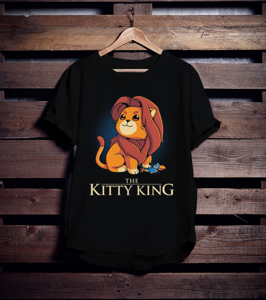 The Kitty King Cute Lion With Plush Mane And Toy Bird Playful T-Shirt