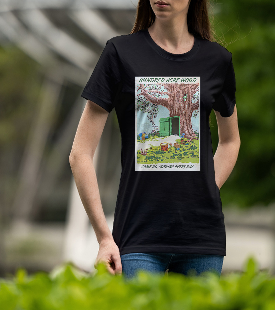 Hundred Acre Wood Come Do Nothing Every Day Vintage Tree Scene T-Shirt