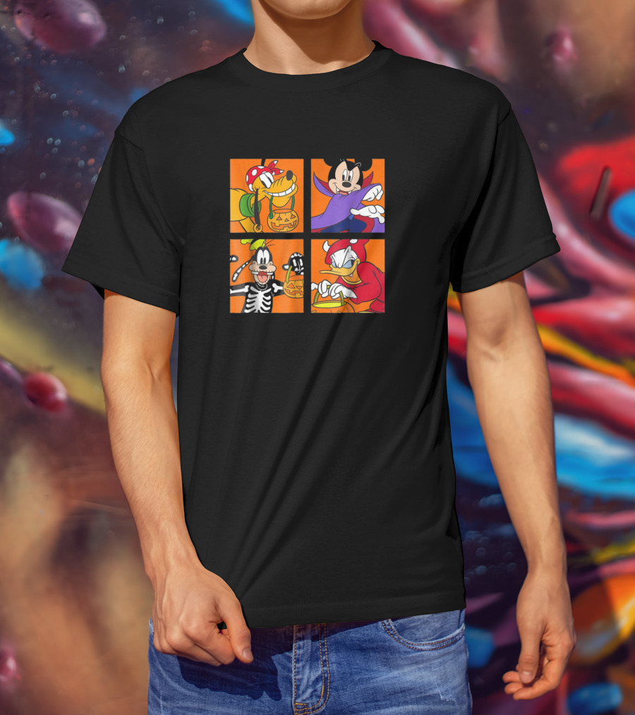 Disney Mickey Mouse And Friends Halloween Costumes Mickey Pluto Donald Goofy T-Shirt