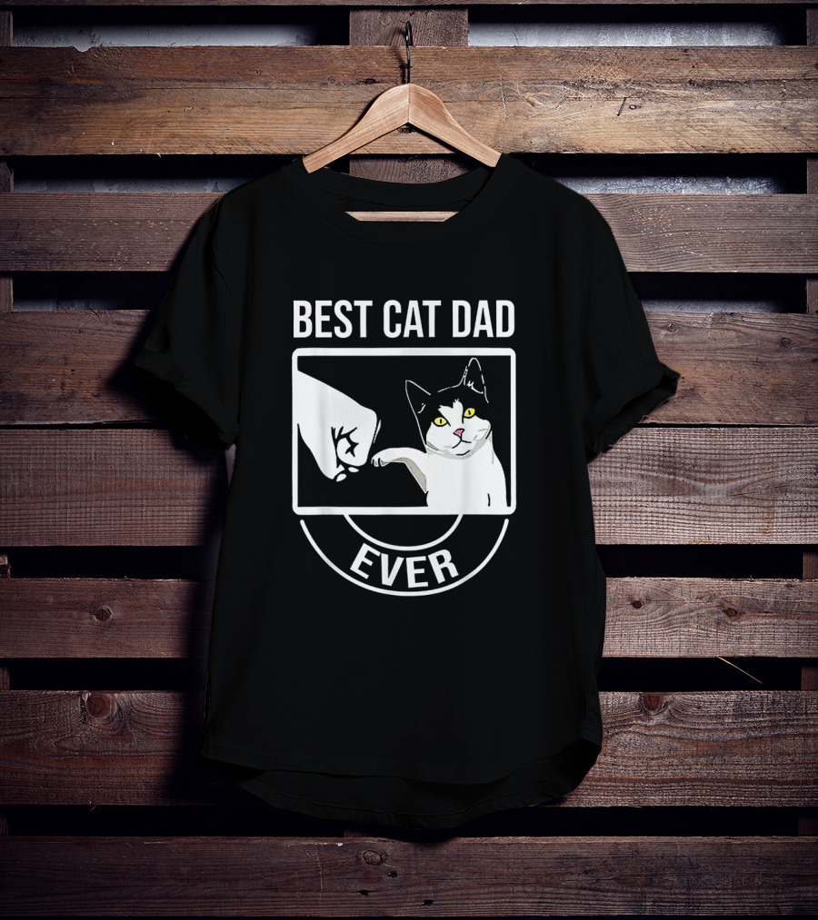 Best Cat Dad Ever Funny Kitten Fist Bump T-Shirt