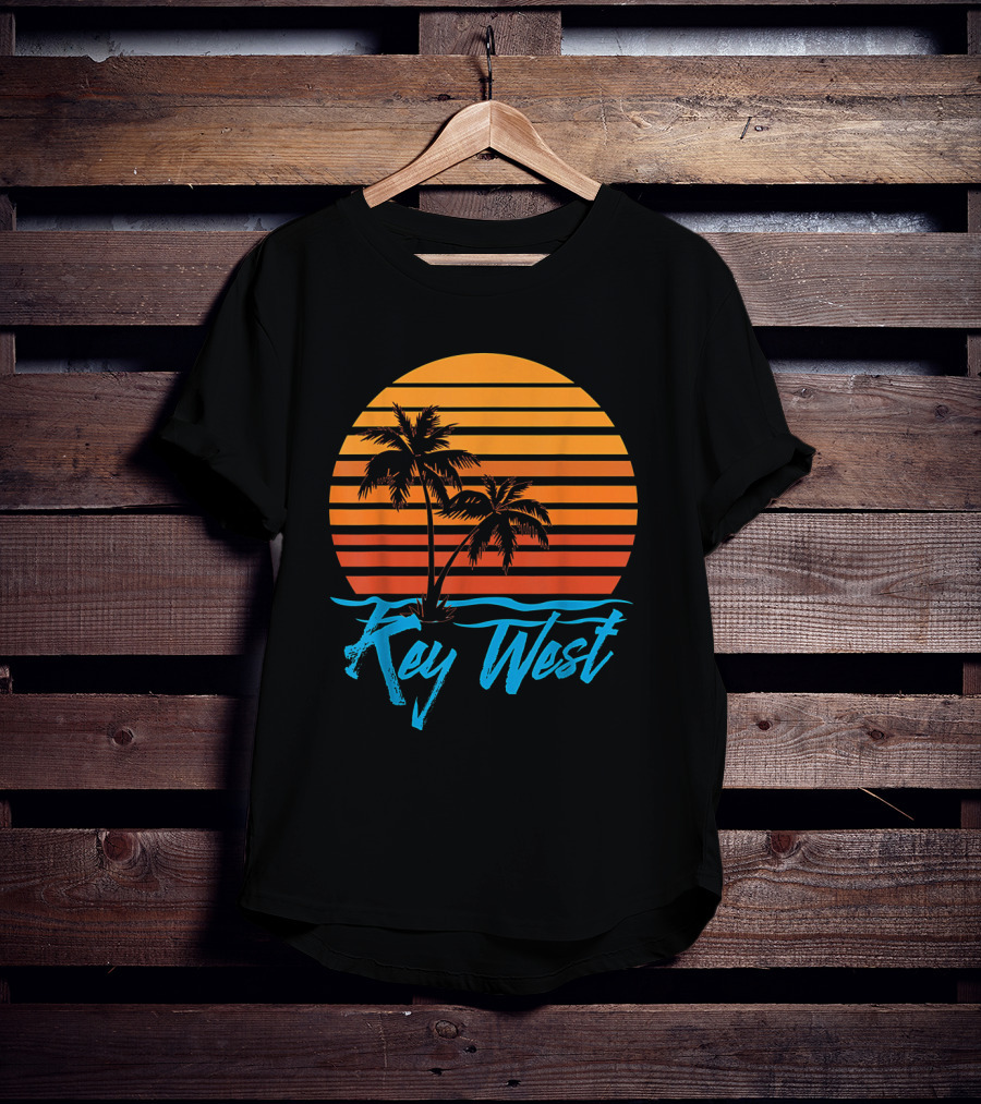 Key West Sunset Palm Trees Beach Vacation Tourist Retro Tropical T-Shirt