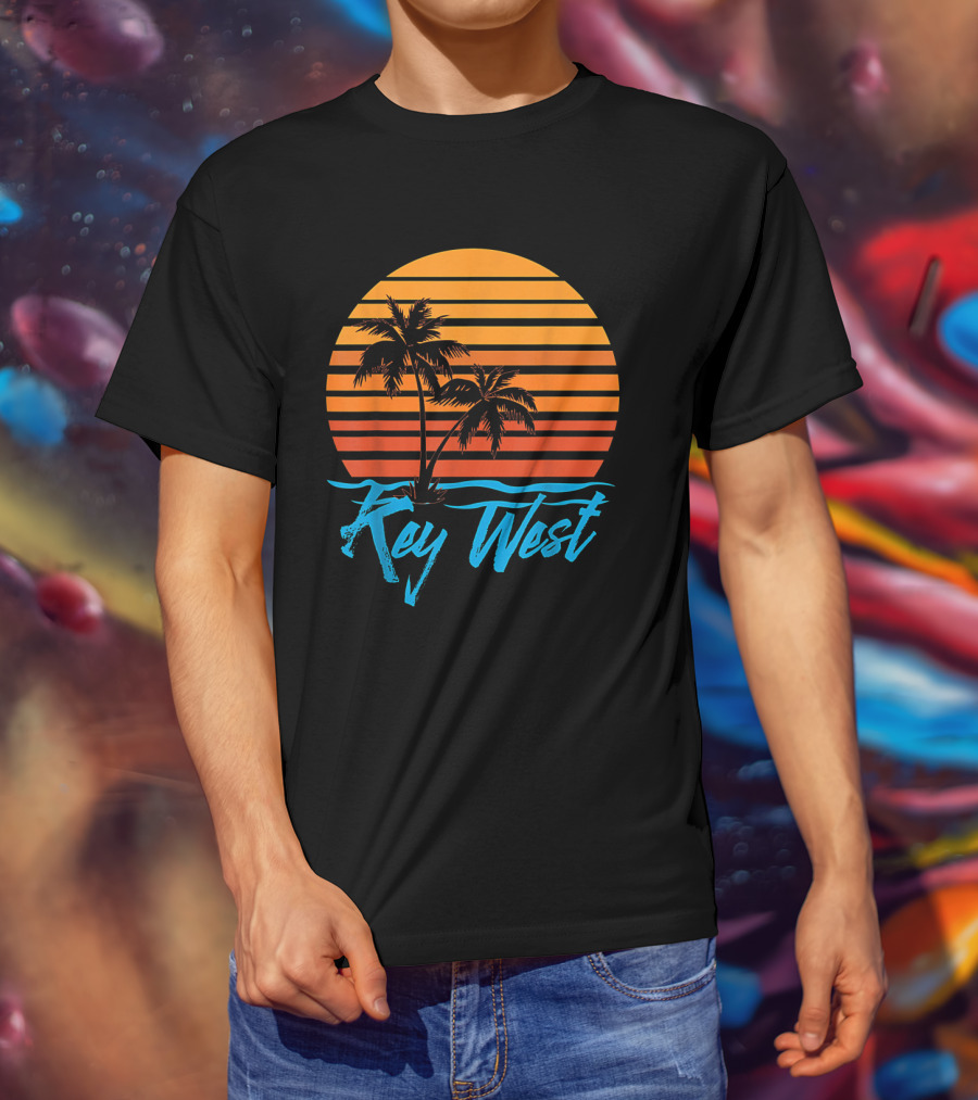 Key West Sunset Palm Trees Beach Vacation Tourist Retro Tropical T-Shirt