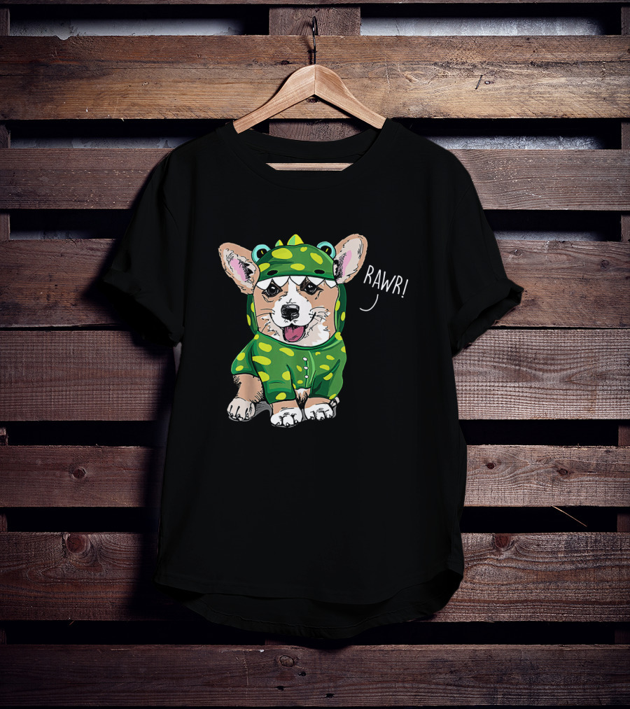 Rawr Welsh Corgi Dressed As Dinosaur Costume Rex T-Shirt