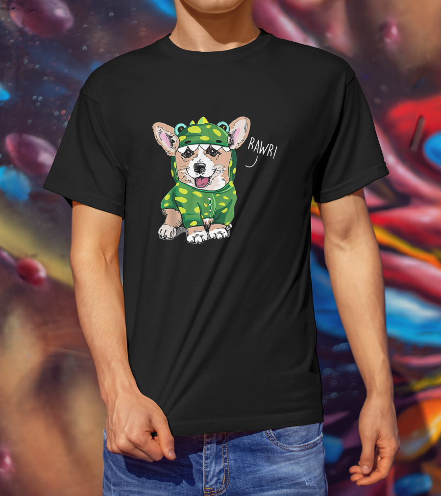 Rawr Welsh Corgi Dressed As Dinosaur Costume Rex T-Shirt