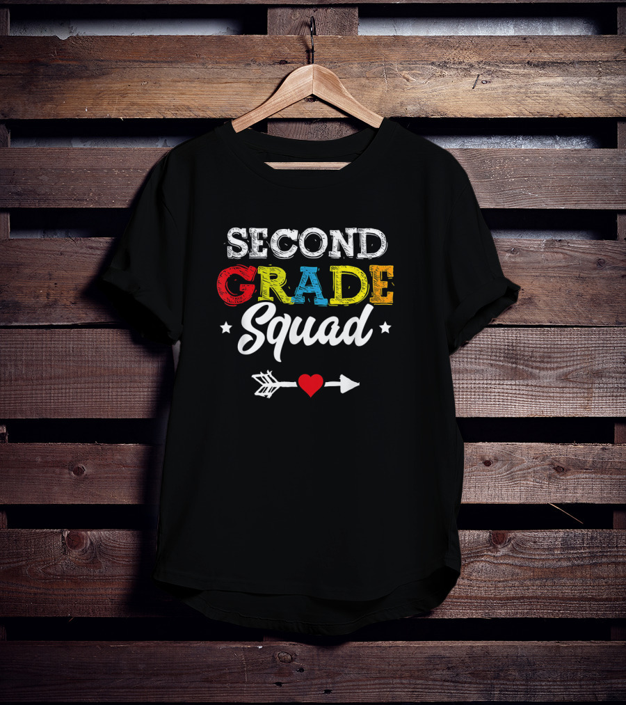 Second Grade Squad Colorful Back To School Teacher Student Kids Arrow Heart T-Shirt