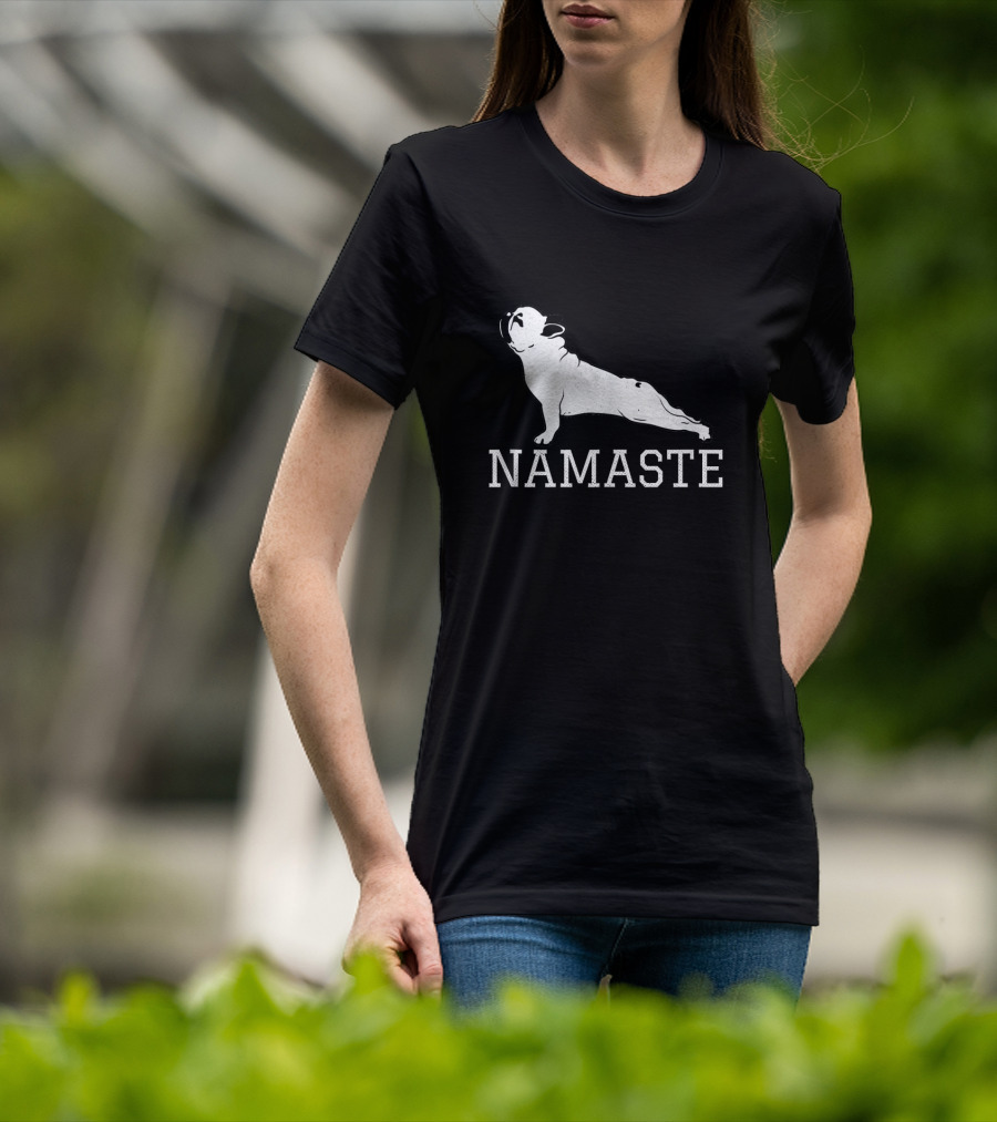 Namaste French Bulldog Yoga Pose Humor T-Shirt