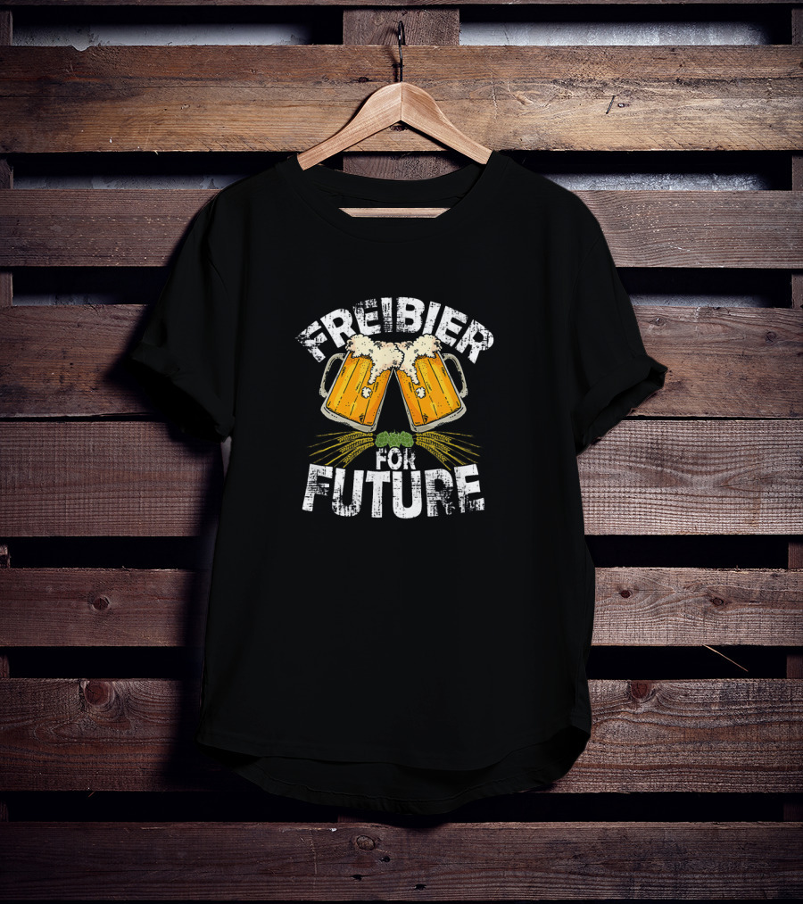 Freibier For Future Cheers With Beer Mugs And Green Hops Image T-Shirt