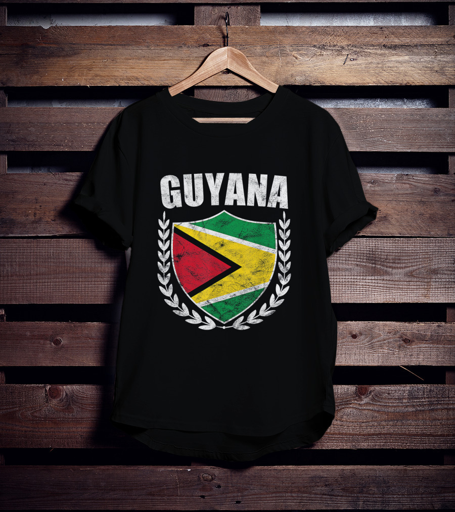 Guyana Flag Crest Emblem With Laurel Wreath T-Shirt