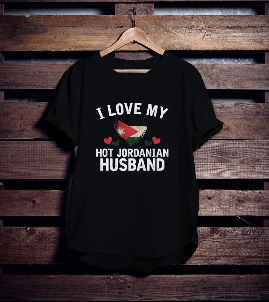 I Love My Hot Jordanian Husband Heart Flag T-Shirt