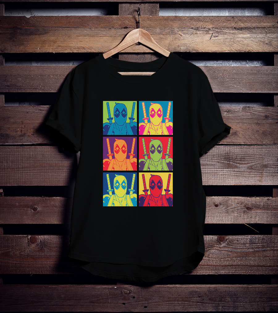 Marvel Deadpool Pop Art Colorful Square Box Repeat T-Shirt