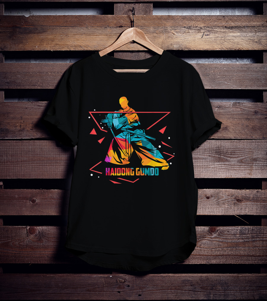 Haidong Gumdo Dynamic Martial Arts Illustration Rainbow Geometric T-Shirt
