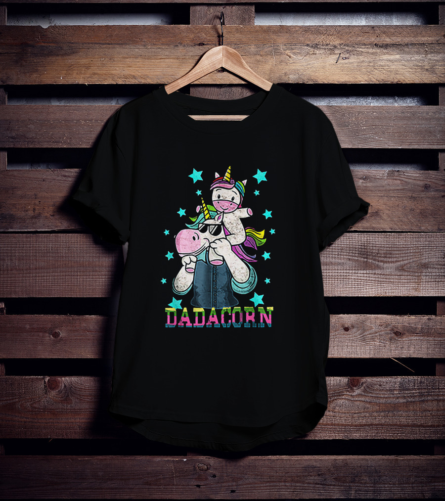 Dadacorn Funny Unicorn With Cool Sunglasses And Rainbow Horn Magic T-Shirt