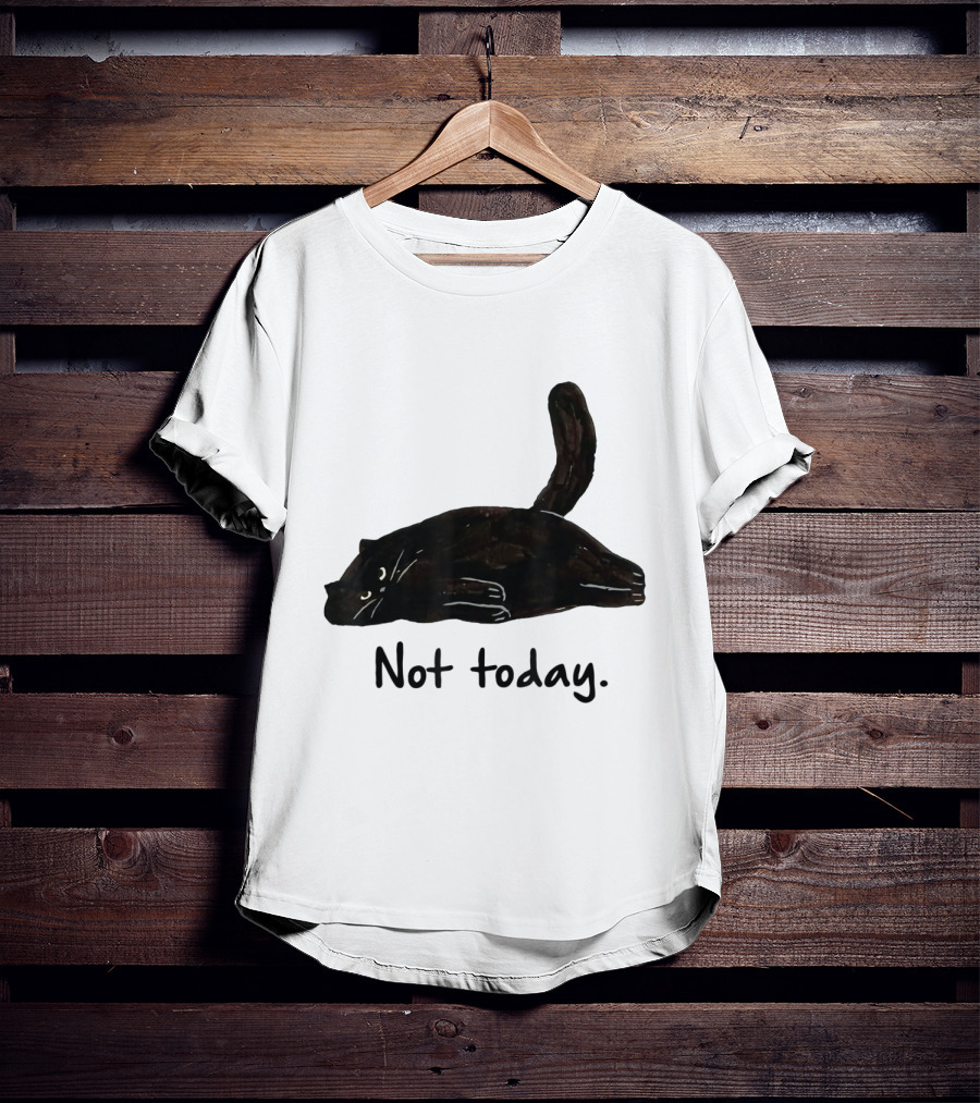 Not Today Black Cat Funny Design For Lazy Cat Lovers T-Shirt