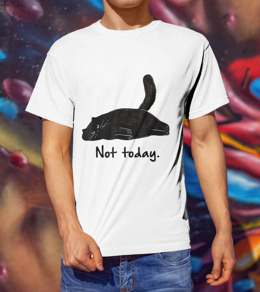 Not Today Black Cat Funny Design For Lazy Cat Lovers T-Shirt