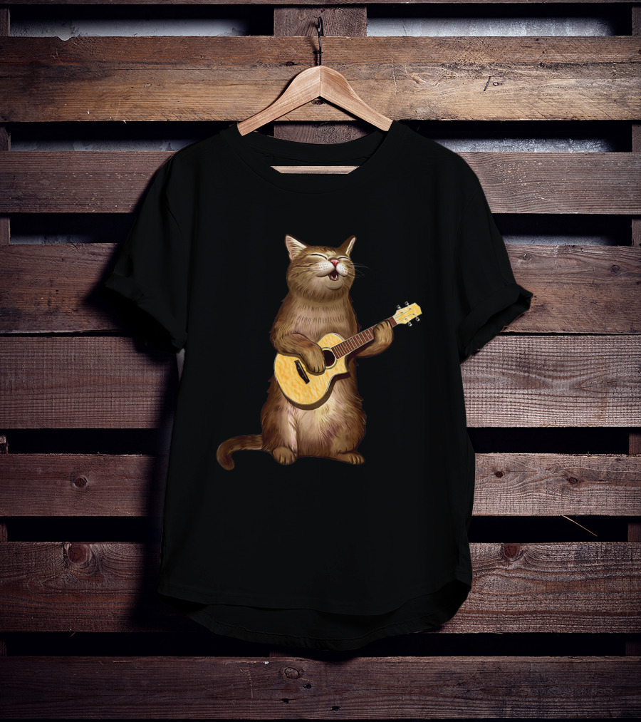 Cat Lovers Funny Cat Playing Ukulele T-Shirt