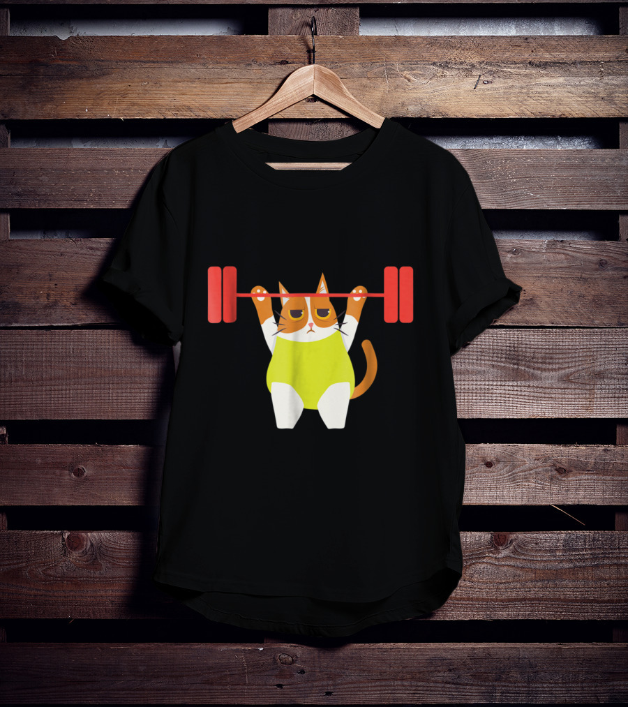 Playful Cat Weight Lifting Gym Humor For Fitness And Cat Lovers T-Shirt