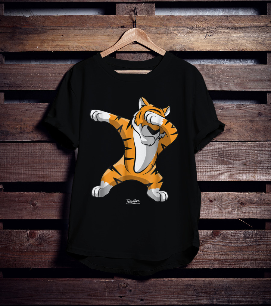 TeesHive Dabbing Tiger Funny Safari Animal Dab Tiger T-Shirt