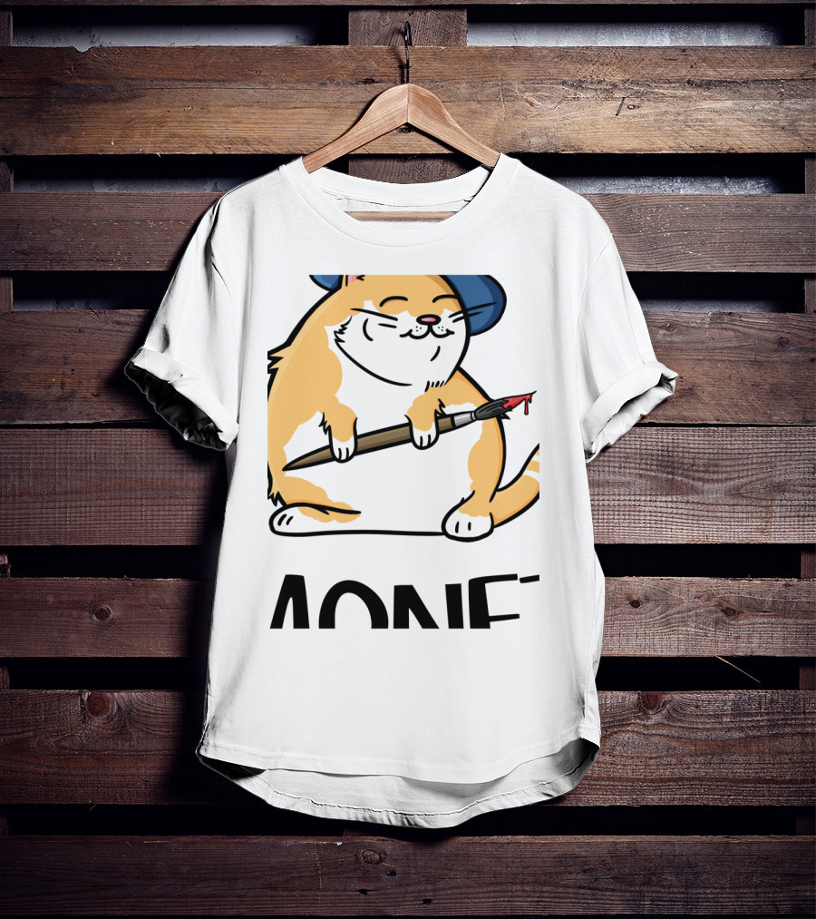 Funny Cat French Artist As Feline Claude Monet Parody With Paintbrush And Beret T-Shirt