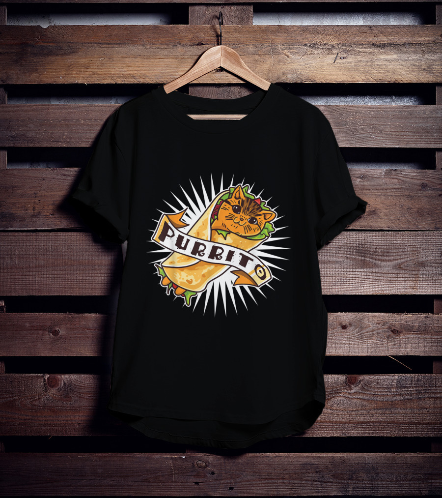Purrito Funny Kitten Cat Burrito 4 Cat Lovers Delight T-Shirt
