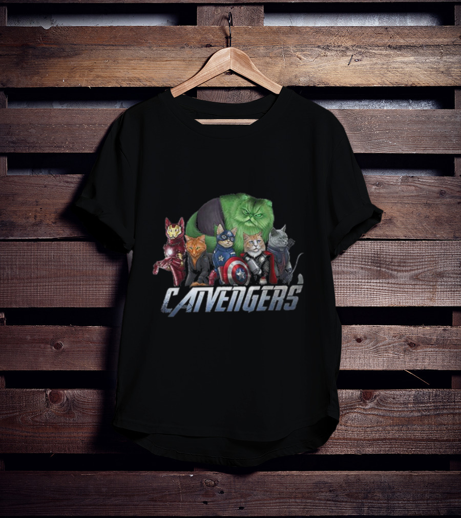 Catvengers Parody Cat Lovers Pun Featuring Hero Cats In Cosplay T-Shirt