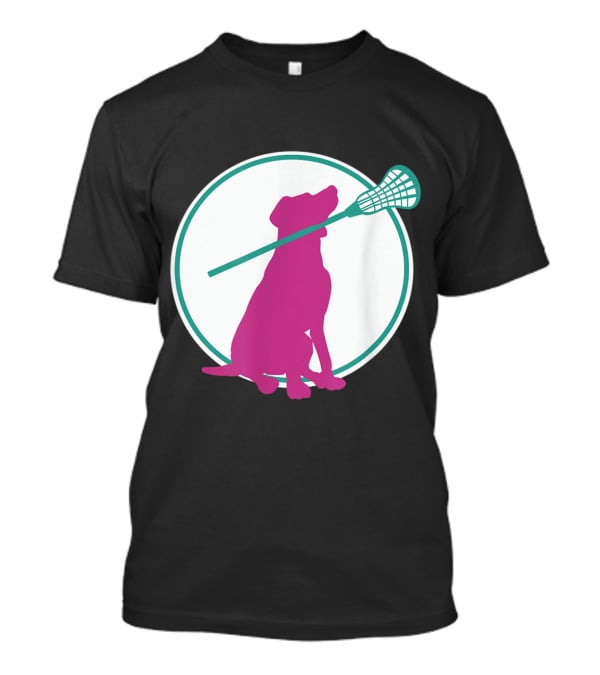 Lacrosse Dog With Girl Stick Girls Lacrosse Tees Circle T-Shirt